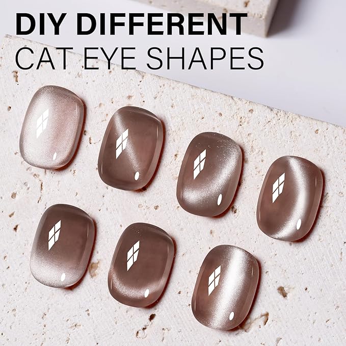 AILLSA Cat Eye Gel Nail Polish Nude Crystal Glitter Polish with Magnet, Sheer Glass Shimmer Holographic Nail Polish Reflective Translucent Jelly Color U V Gel Salon DIY at Home 0.5 OZ GF31