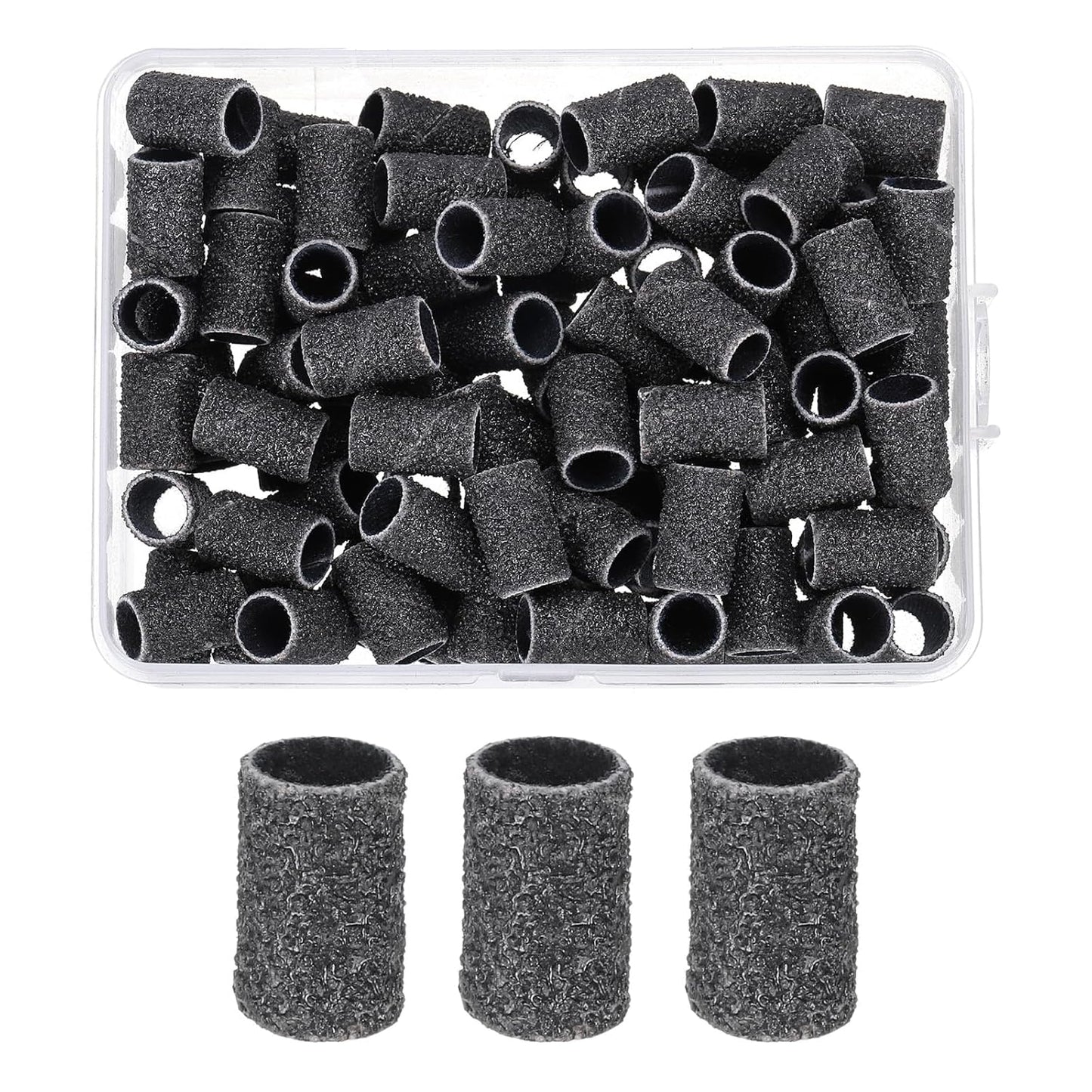 HARFINGTON 100pcs Small Sanding Bands 80 Grit for Nail Drill Bits Mini Sanding Band for Nails Gel Manicures Black