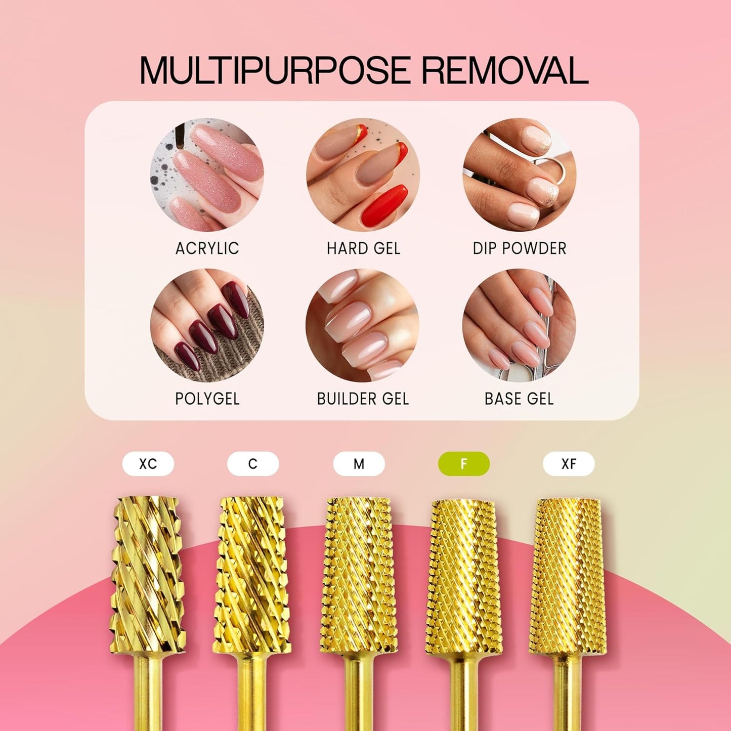 Premium Pana 3/32" Tapered Barrel Carbide Nail Bit -For Electric Dremel Drill Machine, Nail Art Design, Manicure, Pedicure, Nail File, Cuticle Clean etc. (Fine Grit- Gold)