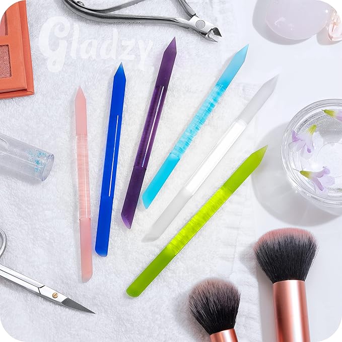 GLADZY Glass Cuticle Pusher - Manicure Cuticle Stick - Crystal Glass Cuticle Remover - Professional Nail Care Tool - Genuine Czech Quality Premium File Set