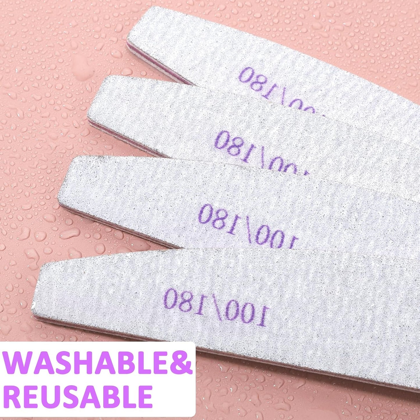 150 Pcs 100/180 Grits Nail Files, Doubled Sided Emery Boards Reusable Nail Files Manicure Tools for Acrylic Natural Toenails Home and Salon