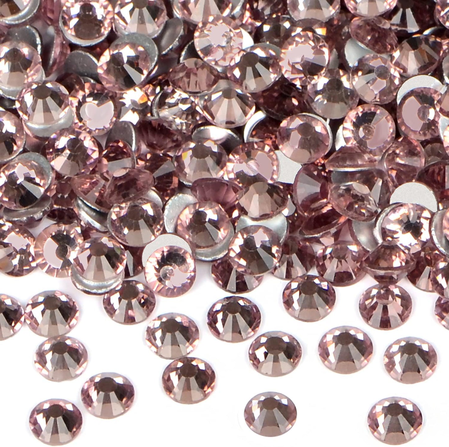 2880PCS Art Nail Rhinestones non Hotfix Glue Fix Round Crystals Glass Flatback for DIY Jewelry Making with one Picking Pen (ss10 2880pcs, Lt. Amethyst)