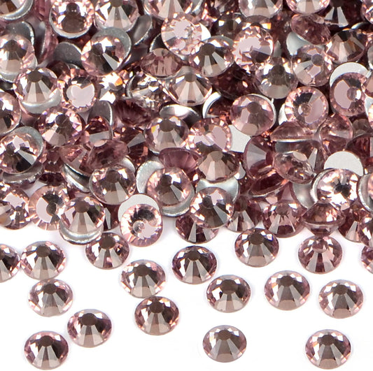 2880PCS Art Nail Rhinestones non Hotfix Glue Fix Round Crystals Glass Flatback for DIY Jewelry Making with one Picking Pen (ss10 2880pcs, Lt. Amethyst)