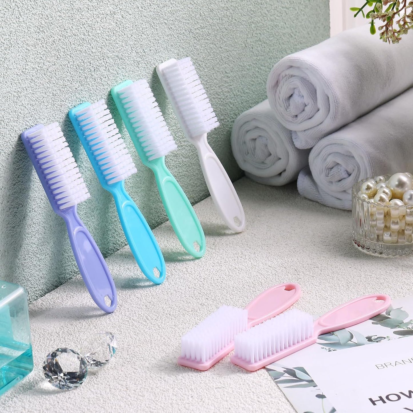 Patelai 30 Pcs Nail Scrubber Brushes Bulk Handle Grip Manicure Brushes for Cleaning Fingernails Pedicure Cleaning Brush for Toes and Fingernail Cleaning(Macaron Colors)