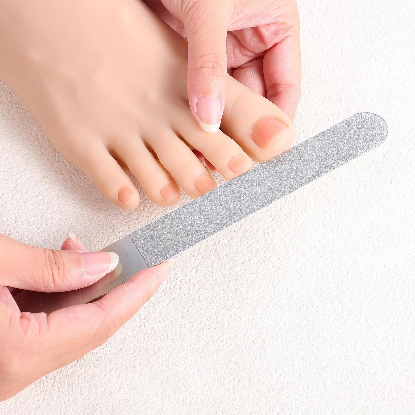 Diamond Nail File Set, 3Pcs Metal Nail File, Stainless Steel Double Side Fingernail Files, Toenails Fingernail Files Tools for Salon Home, Women Men (Silver)