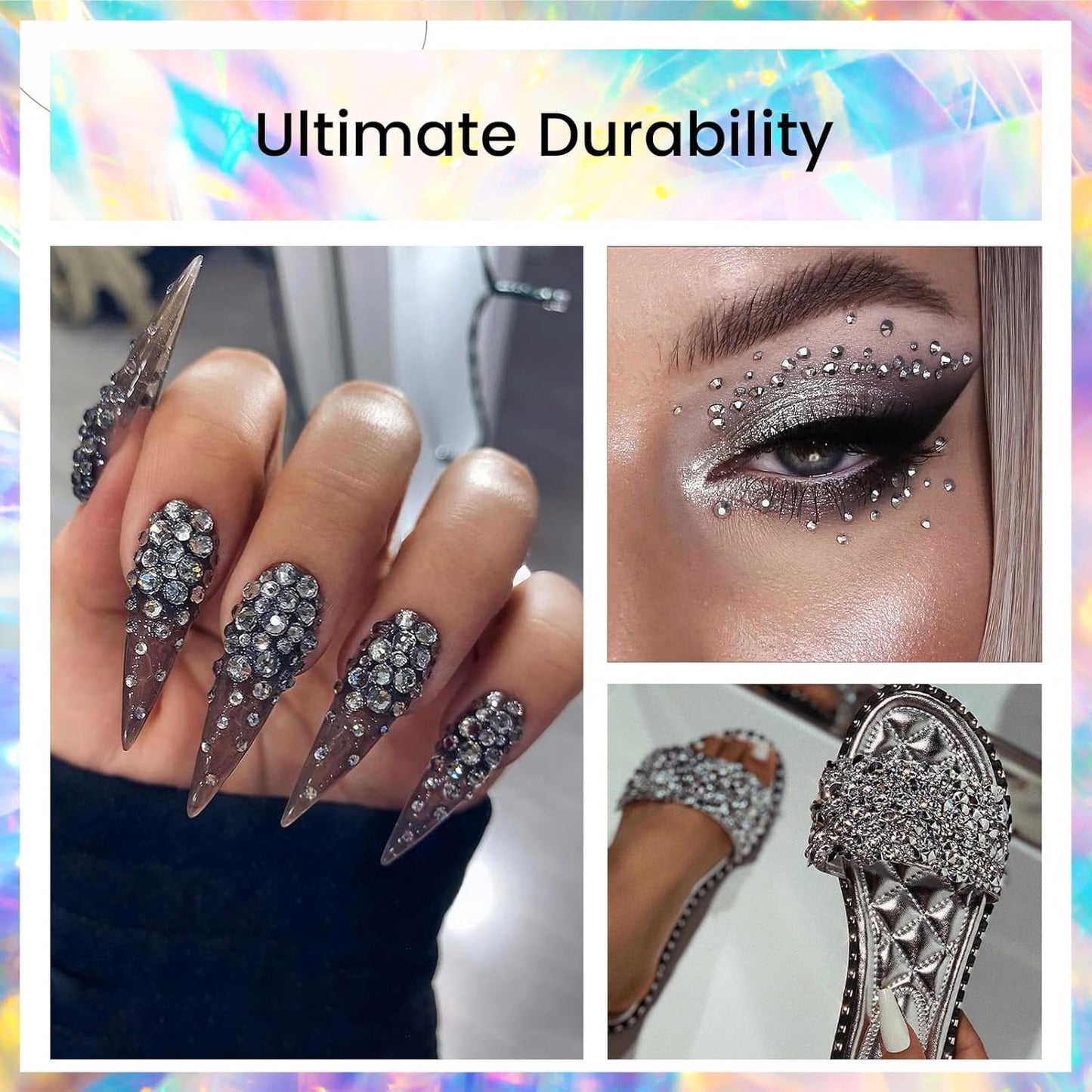 Rhinestones Flatback Rhinestones for Crafts Glass Nail Rhinestones Nail Gems Crystals Non Hotfix Rhinestones for Makeup Bags Shoes Decoration DIY(SS8,1440pcs,Silver)