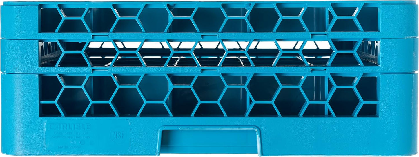 Carlisle FoodService Products OptiClean Plastic 25-Compartment Divided Glass Rack with Extender, Blue, (Pack of 3)