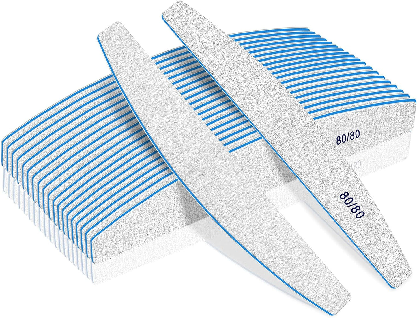12 PCS Nail Files for Acrylic Nails, 80/80 Grit Nail File for Poly Nail Extension Gel Emery Boards Nail Files Doubled Sides Coarse Washable Nail File Manicure Tools for Home and Salon Use