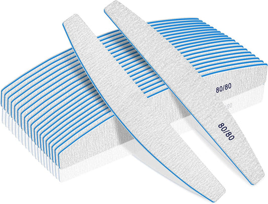 12 PCS Nail Files for Acrylic Nails, 80/80 Grit Nail File for Poly Nail Extension Gel Emery Boards Nail Files Doubled Sides Coarse Washable Nail File Manicure Tools for Home and Salon Use