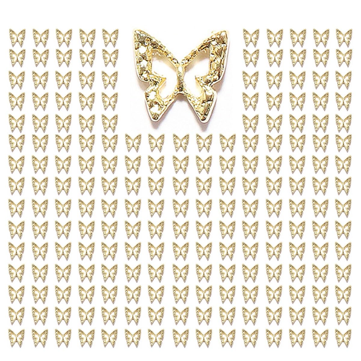 Golden Butterfly Nail Charms - 180pcs 3D Butterflies for Acrylic Nails, Alloy Studs, Jewels Decoration Supplies, DIY Crafts