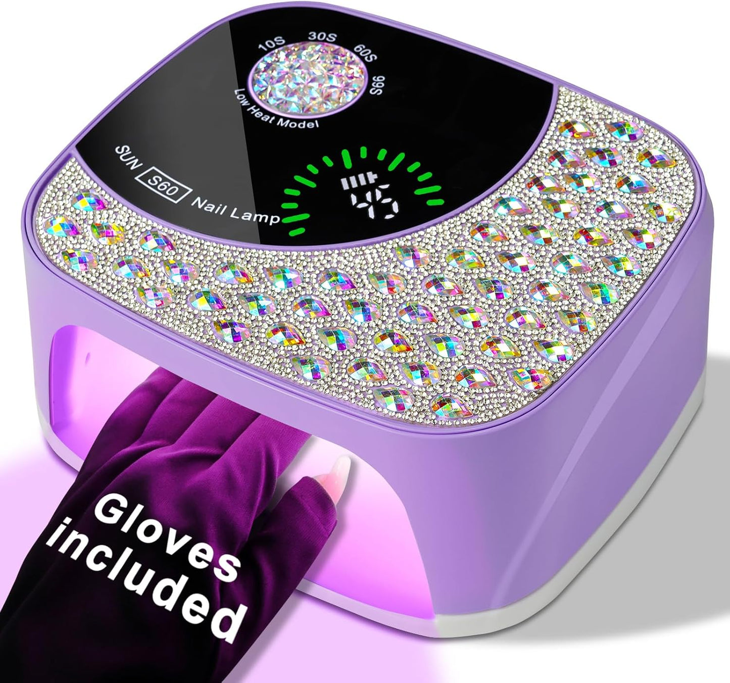 LIMEGIRL UV LED Nail Lamp Kit for Gel Polish Professional Fast Curing Purple Dryer Light Set with 4 Timer Settings Cordless Rechargeable Nail Art Cure Machine with UV Gloves and Automatic Sensor