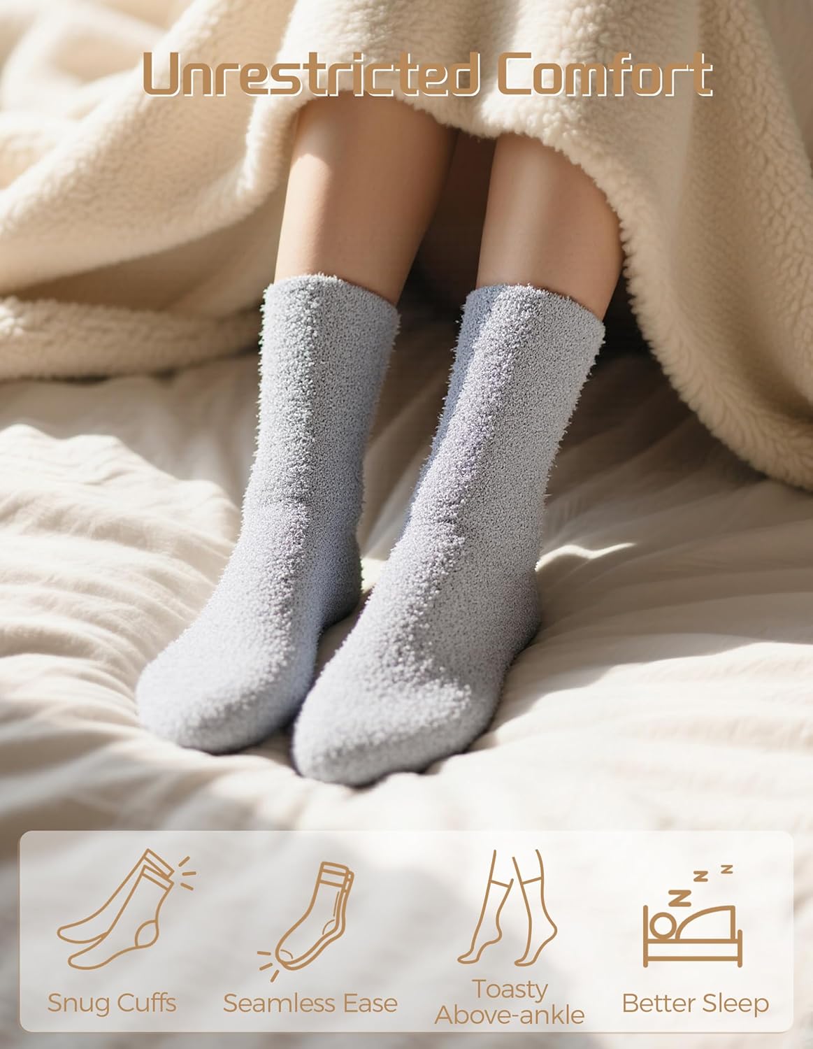 TEHOOK Warm & Cozy Gifts for Women, Stocking Stuufers, Fluffy Fuzzy Plush Sleeping Slipper Socks - Soft Warm Fabric