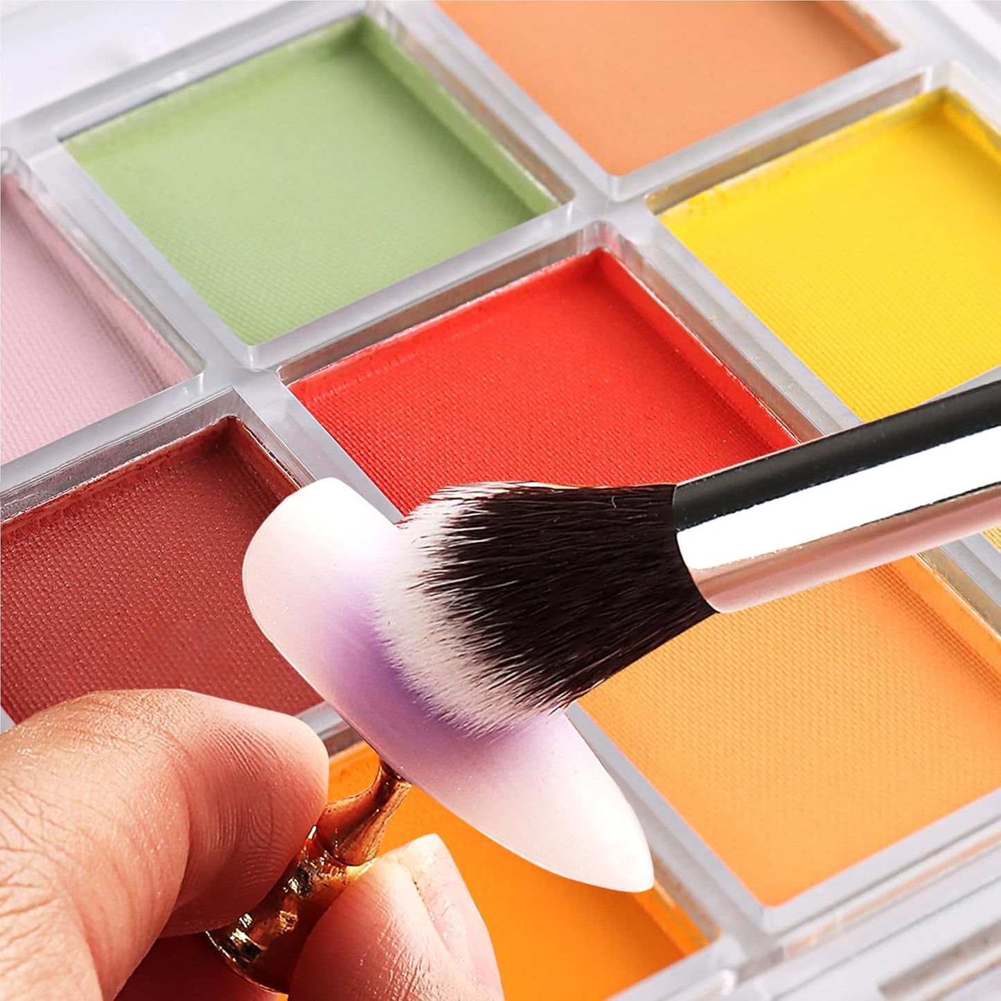 Nail Pigment Powder 9 Colors Nail Pigment Palette Gradient Ombre Color Nails Fine Solid Neon Powder for DIY Design Manicure Beginners -Includes 5 Sponge Sticks 1 Brush #10