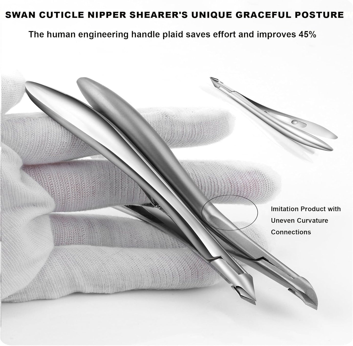 Cuticle Nippers, Professional Accurate Fast Sharp Small Jaw Cuticle Cutters, Nail Cuticle Cutting Pliers, Nail Dead Skin Remover Tool,Stainless Steel Cuticle Trimmer, Silver, Jaw 3mm
