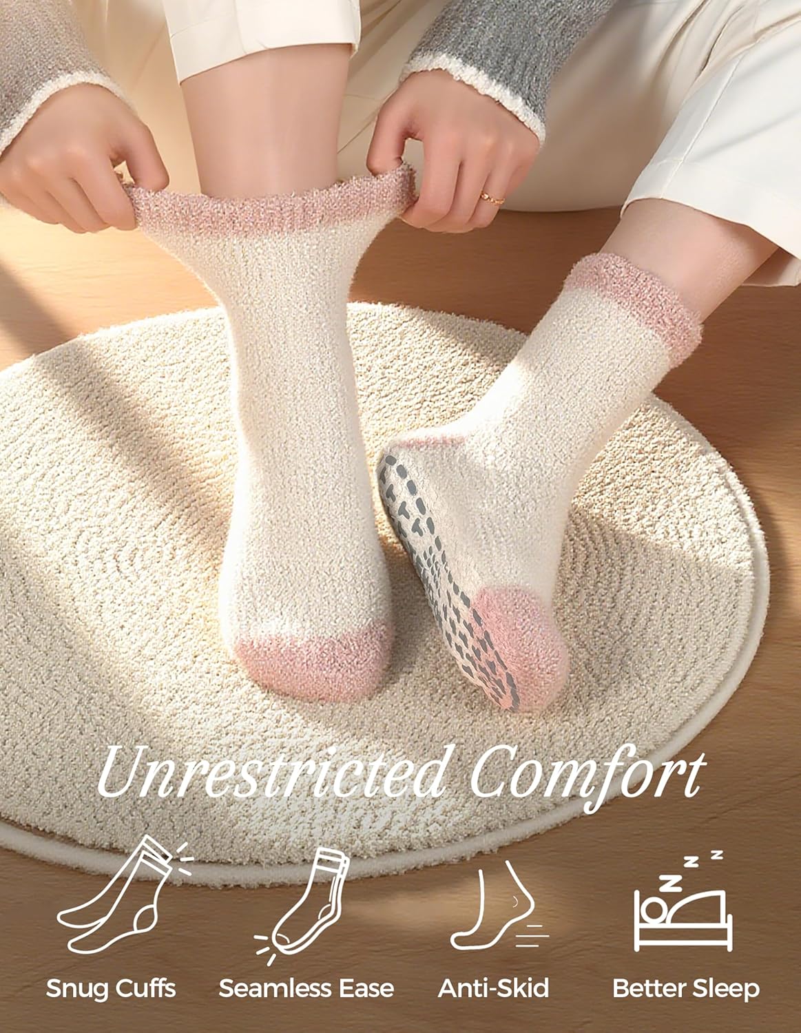 TEHOOK Warm & Cozy Gifts for Women, Stocking Stuufers, Fluffy Fuzzy Plush Sleeping Slipper Socks - Soft Warm Fabric