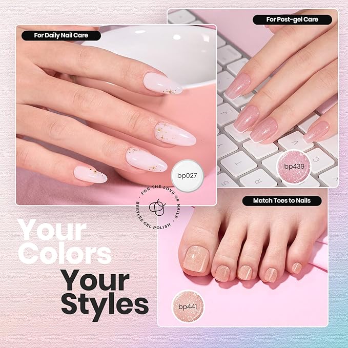 Beetles Nail Polish Set - 12 Colors Jelly Pink Quick Dry Nail Polish Glitter Nail Polish Kit Air Dry Serenely Chic Fingernail Polish Diy Nail Art Christmas Set Home