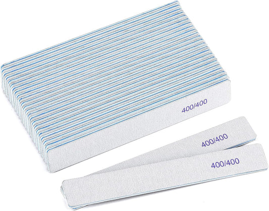25 Count Nail Files 400/400 Grit, Fine Grit Nail Buffers for Buffing and Smoothing Natural Nails