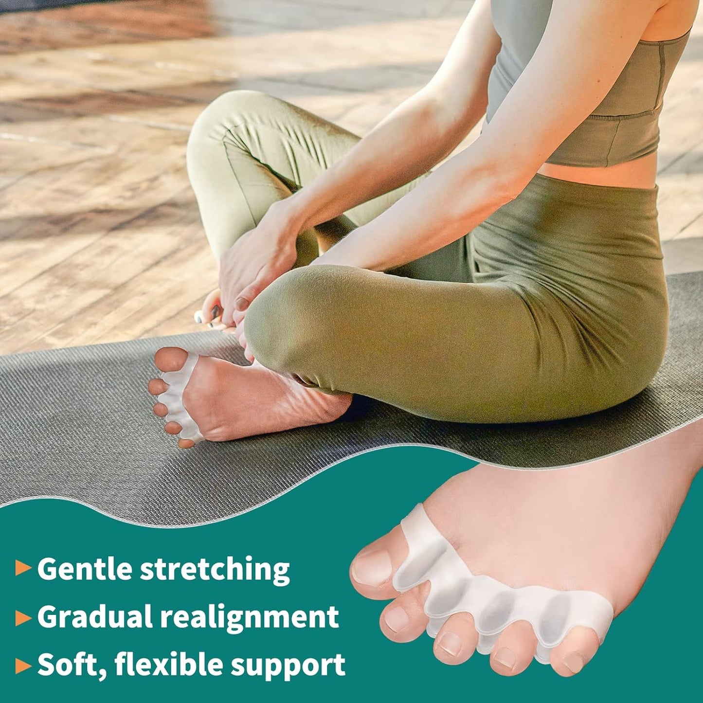 Pack of 10 Toe Separator, Silicone Toe Spacers for Correct Toe Alignment, Toe Spreader for Bunions Correct, Restore Overlapping Toes to Original Shape(Size: XL)