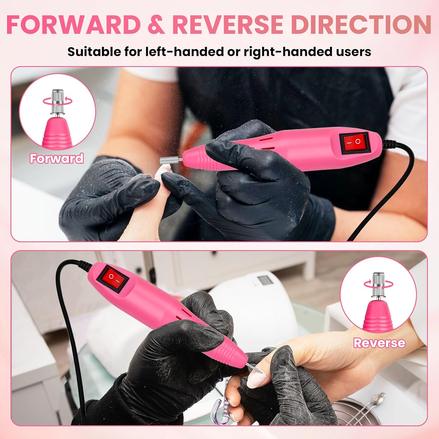 20000RPM Professional Electric Nail File Kit, 156pcs Sanding Bands and Nail Drill Bits for Acrylic, Gel Nail Manicure Gel Nail Polish Remover (Pink)