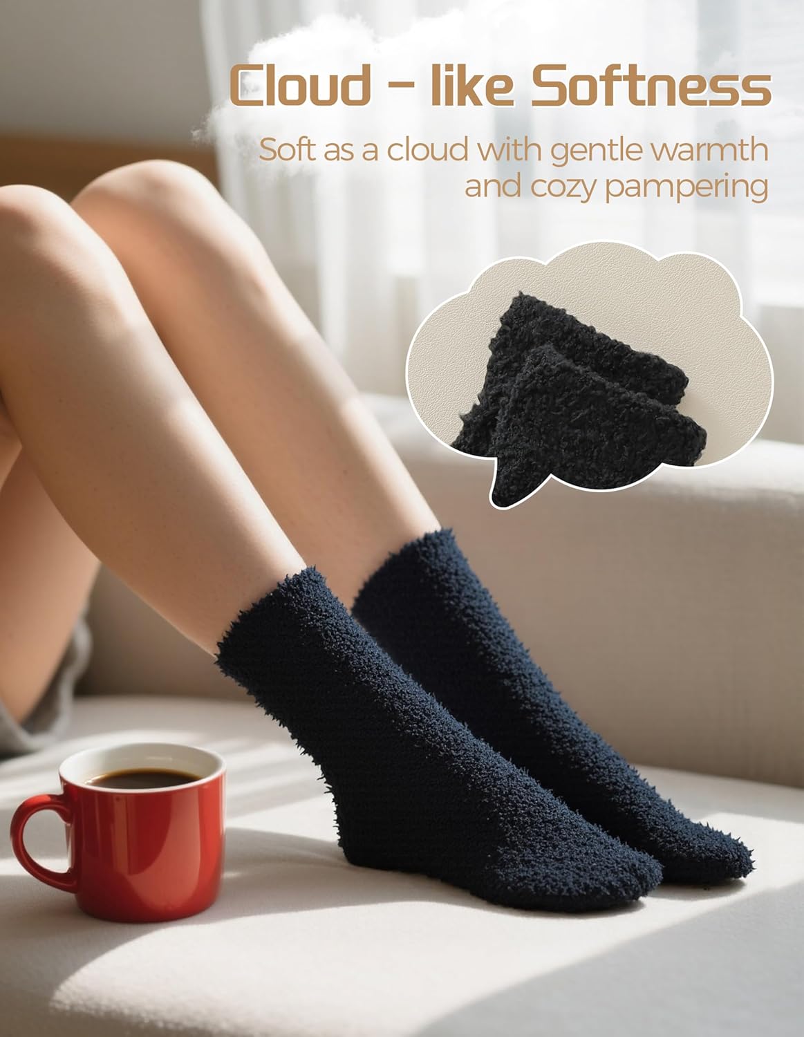 TEHOOK Warm & Cozy Gifts for Women, Stocking Stuufers, Fluffy Fuzzy Plush Sleeping Slipper Socks - Soft Warm Fabric