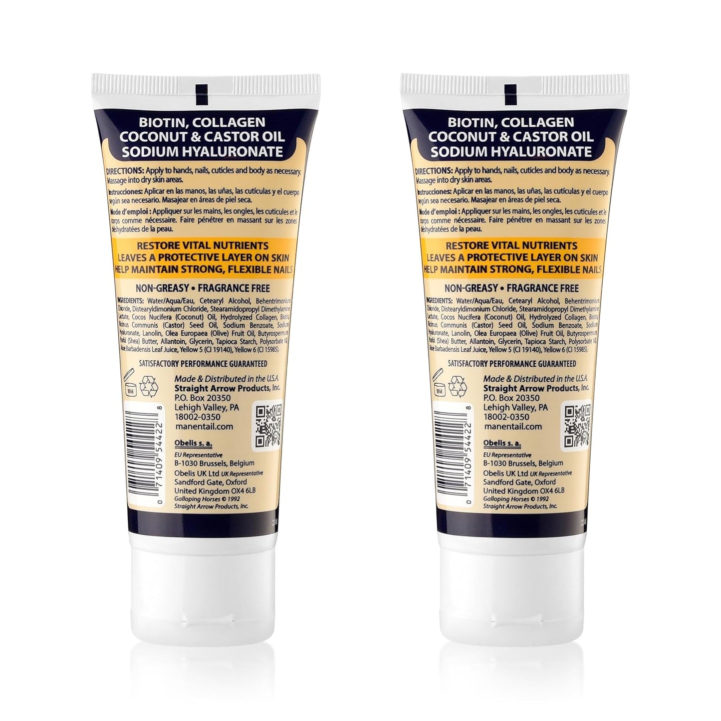 Mane 'n Tail Hoofmaker Hand & Nail Therapy (3.4 Oz Each, 2 Pack) – Fragrance-Free, Biotin & Collagen-Enriched Moisturizing Cream for Dry, Cracked Skin & Nails
