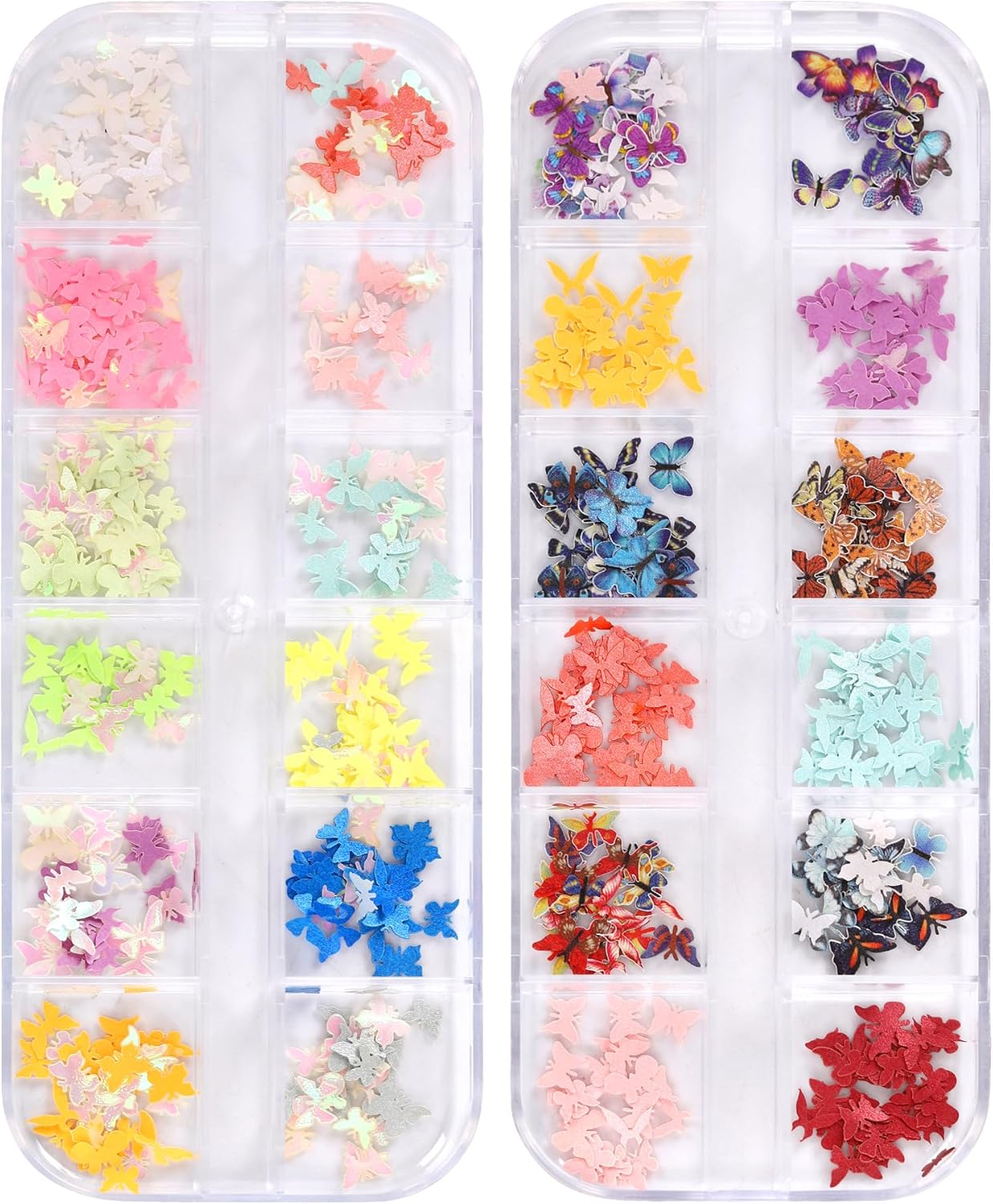 600Pcs 3D Flower Nail Art Charms Sequins Decals Colorful Mixed Butterfly Design Slice Nail Flowers Ultra Wood Pulp Flakes Sequins 2