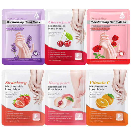 6 Pcs Hand Masks Moisturizing Glove, Hydrating Hand Mask for Dry cracked Hands, Exfoliating Collagen Gloves for Smooth Hands, Smooth Exfoliating Hand Peeling Mask