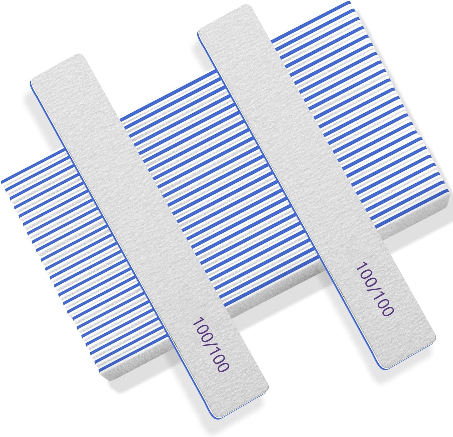 100 Pcs Professional Nail File - 100/100 Grit Nail Files, Acrylic Nail Files for Natural Nails, Nail Files and Buffers, Strong Nail File for Acrylic Nails, for Home and Salon Use