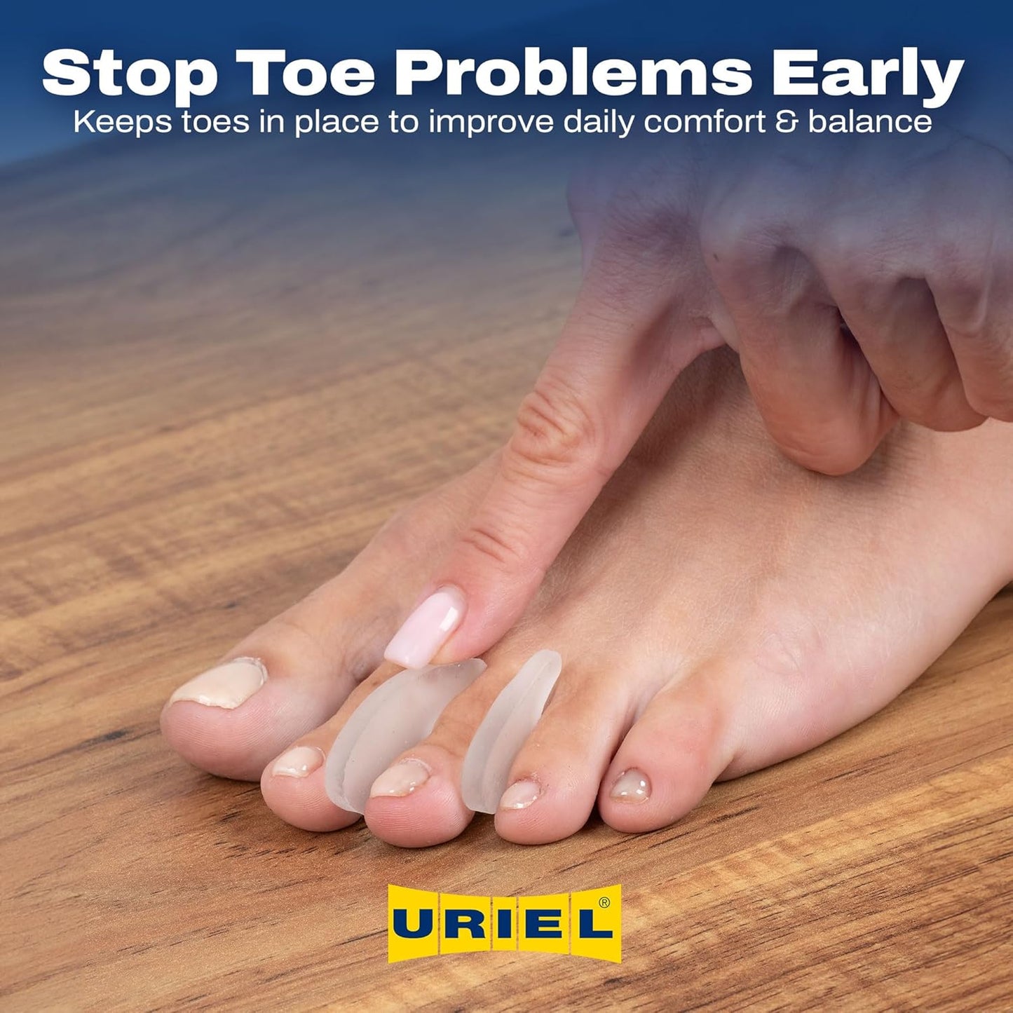 Uriel Silicone Toe Separators for Women & Men – Reusable Toe Spacers for Overlapping Toes, Bunions & Calluses – Soft Non-Slip Design in 2 Sizes for Everyday Comfort, Yoga & Barefoot Use