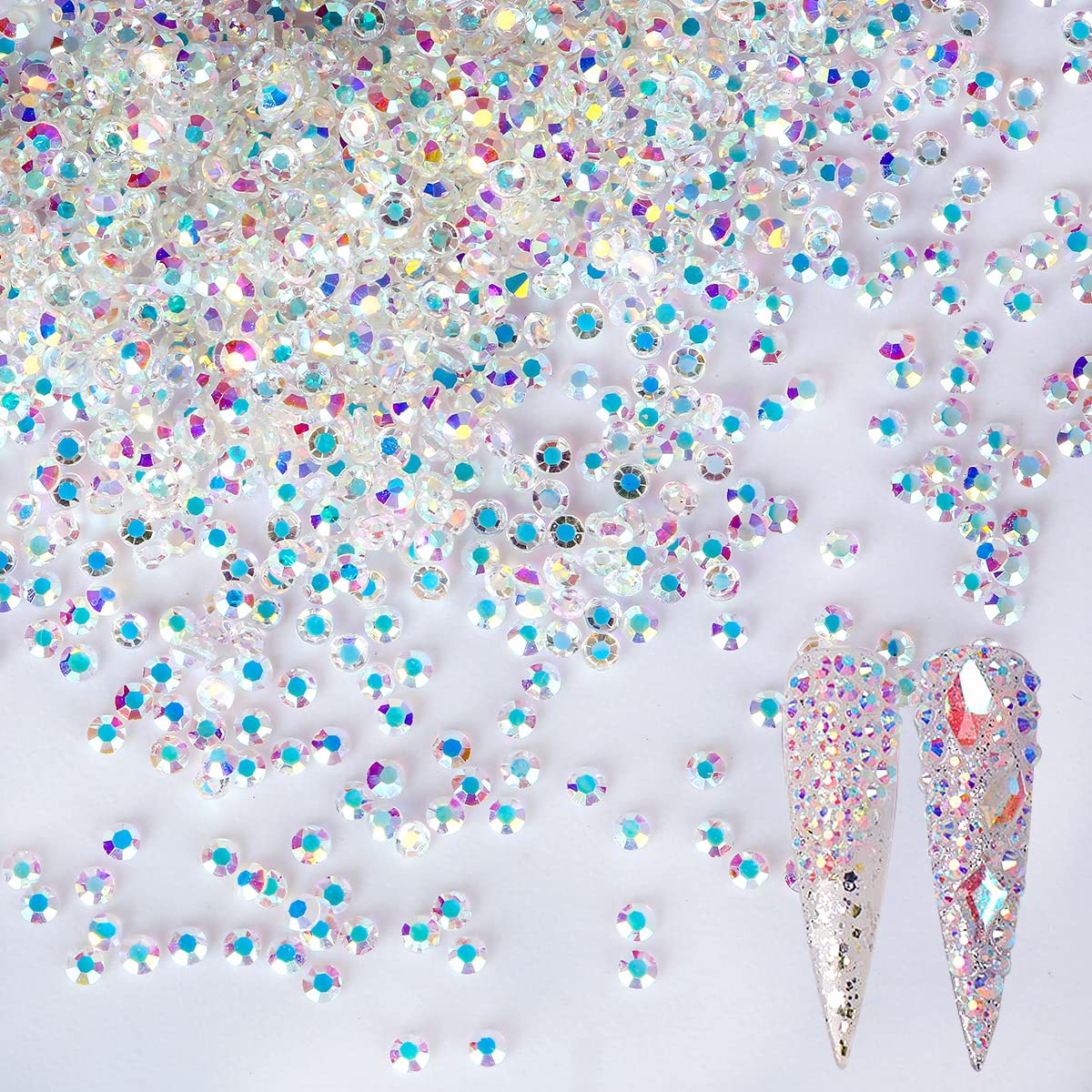 5760 Pieces Flatback Rhinestones for Nails 1.2MM Nail Rhinestones Gems Jewels Diamond Glass Mini AB Crystal Gemstones Bling Stones for Crafts Makeup Face Eyes,Transparent AB