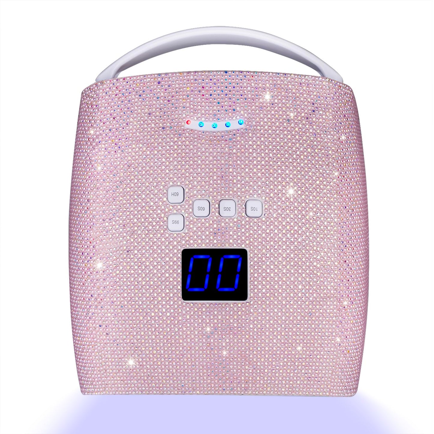 48W Cordless UV LED Nail Lamp,Rechargeable Gel Nail Dryer with Handle Nail Art Manicure Tools for Home and Salon (Pearl Pink Diamond)