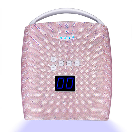 48W Cordless UV LED Nail Lamp,Rechargeable Gel Nail Dryer with Handle Nail Art Manicure Tools for Home and Salon (Pearl Pink Diamond)