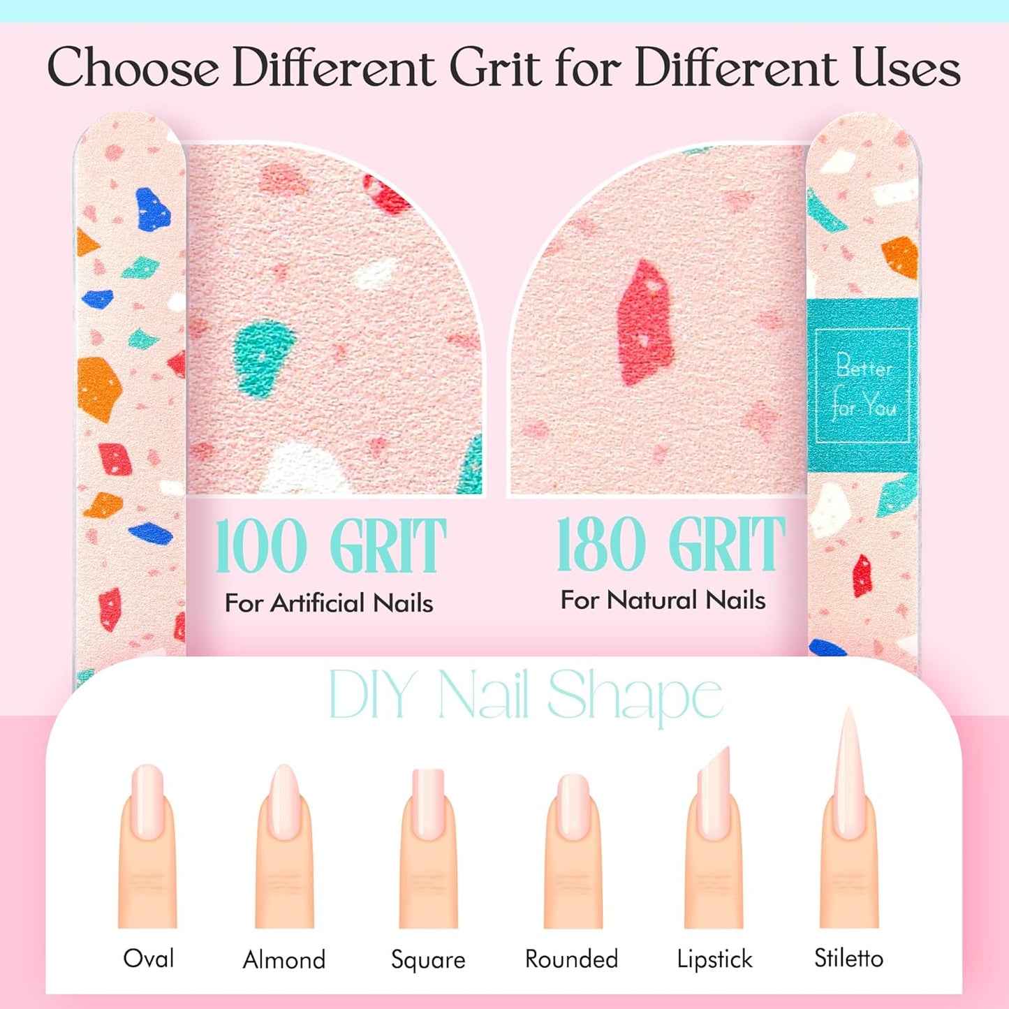 Nail File and Buffer Set - Gifts for Women - Ultimate Shine Nail Buffing Block Shiner Polisher with Professional 100/180 Grit Nail Files Emery Boards Manicure Tools for Natural Acrylic Nails