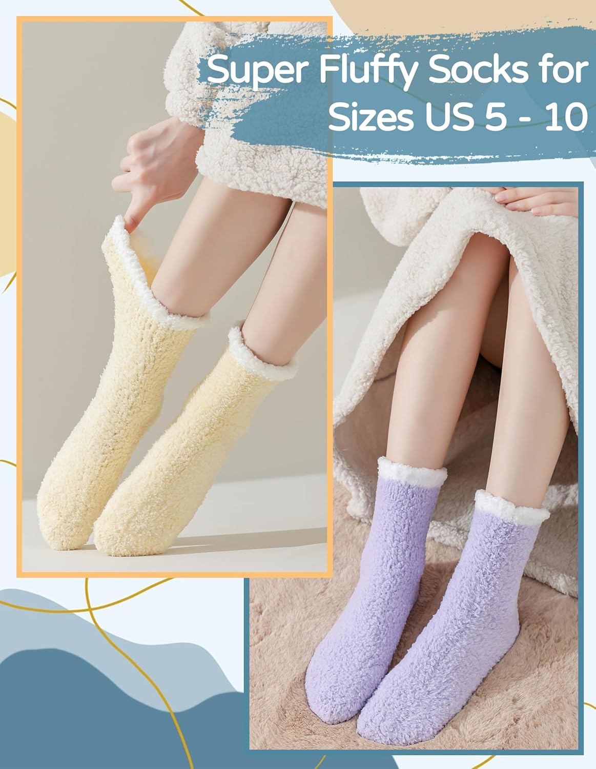 TEHOOK Warm & Cozy Gifts for Women, Stocking Stuufers, Fluffy Fuzzy Plush Sleeping Slipper Socks - Soft Warm Fabric