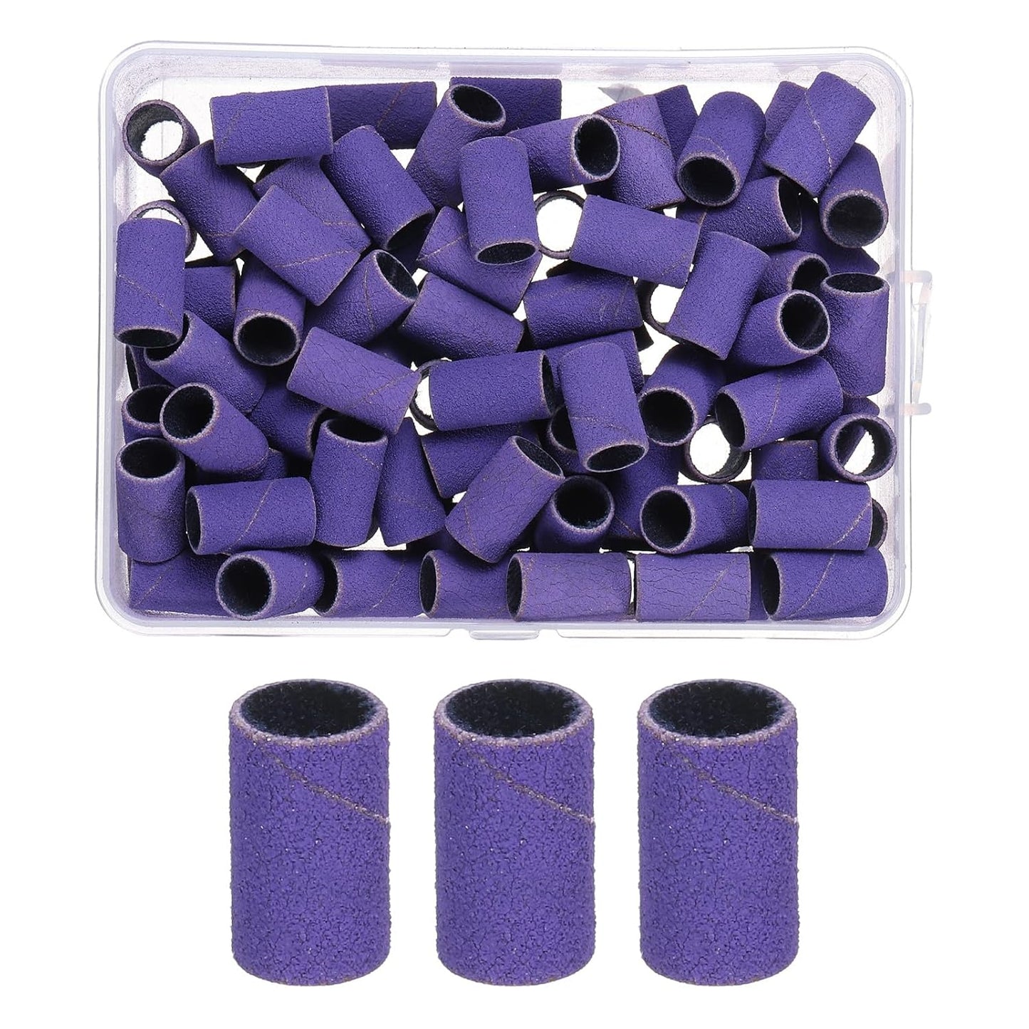 HARFINGTON 100pcs Small Sanding Bands 240 Grit for Nail Drill Bits Mini Sanding Band for Nails Gel Manicures Purple