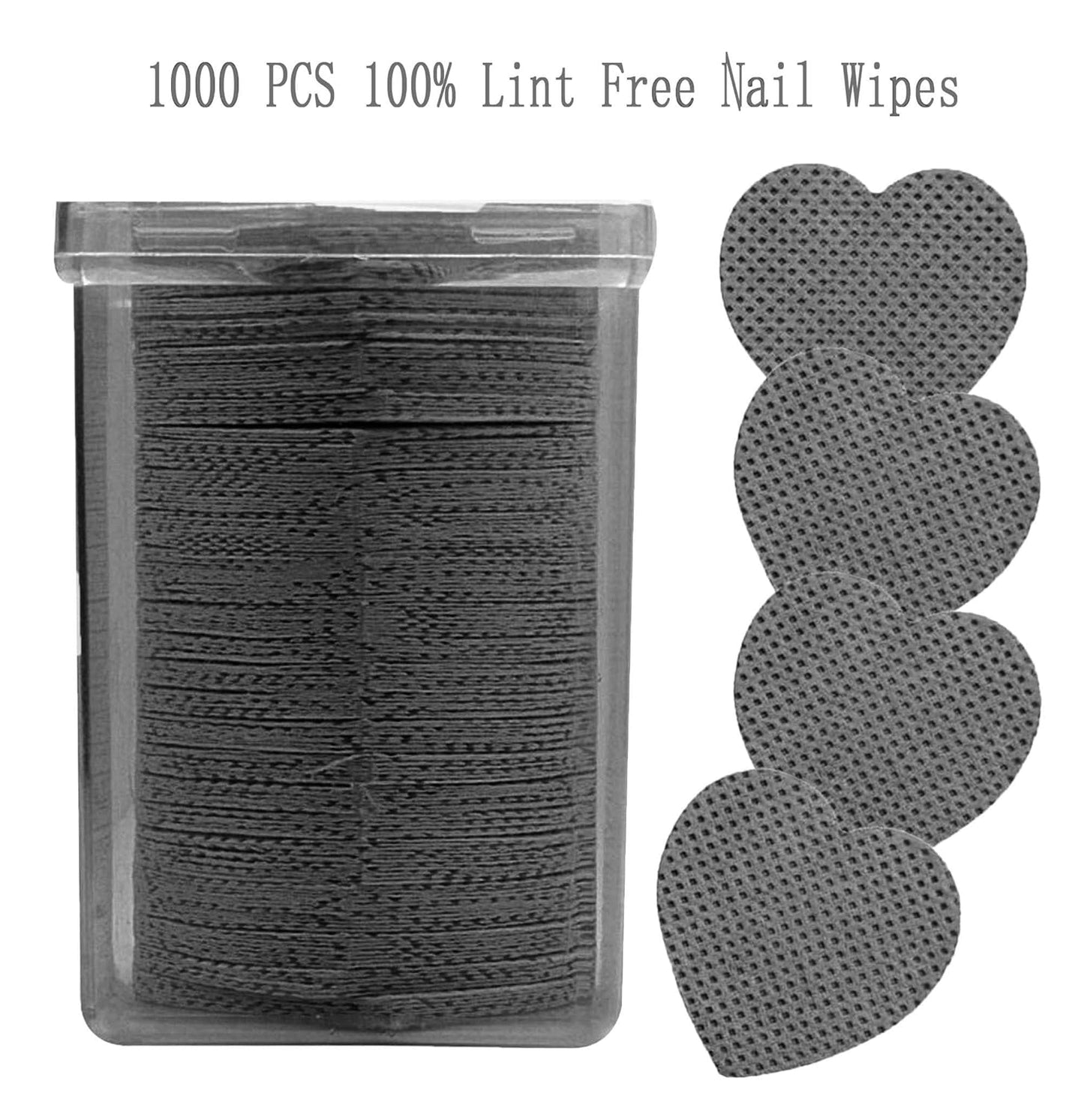 1000 PCS Lint Free Nail Wipes, Nail Polish Remover Wipes, Gel Nail Polish Remover, Lash Glue Cleaning Pads, Black