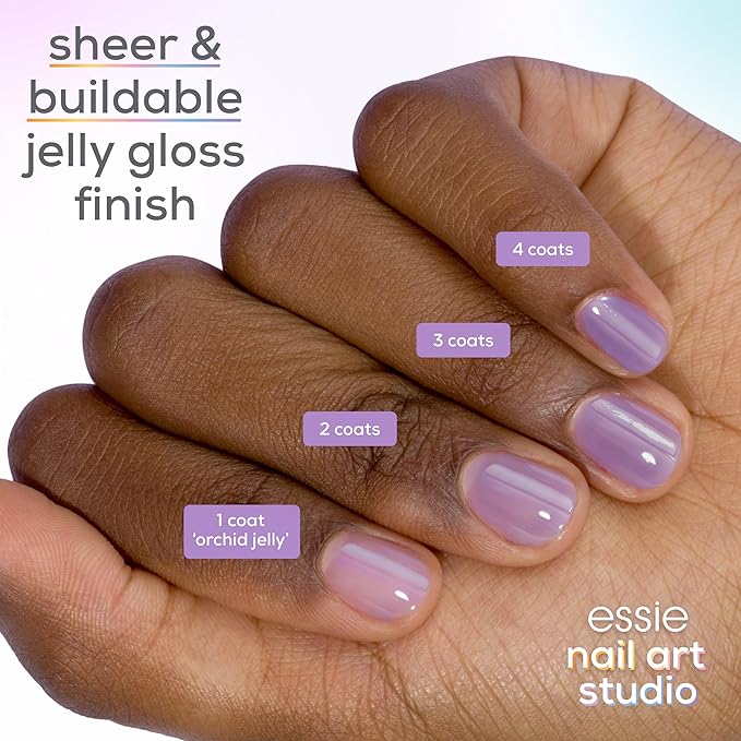 essie Nail Art Studio Jelly Gloss Polish, Vegan, Sheer Purple Nail Polish, Orchid Jelly, 0.46 Fl Oz
