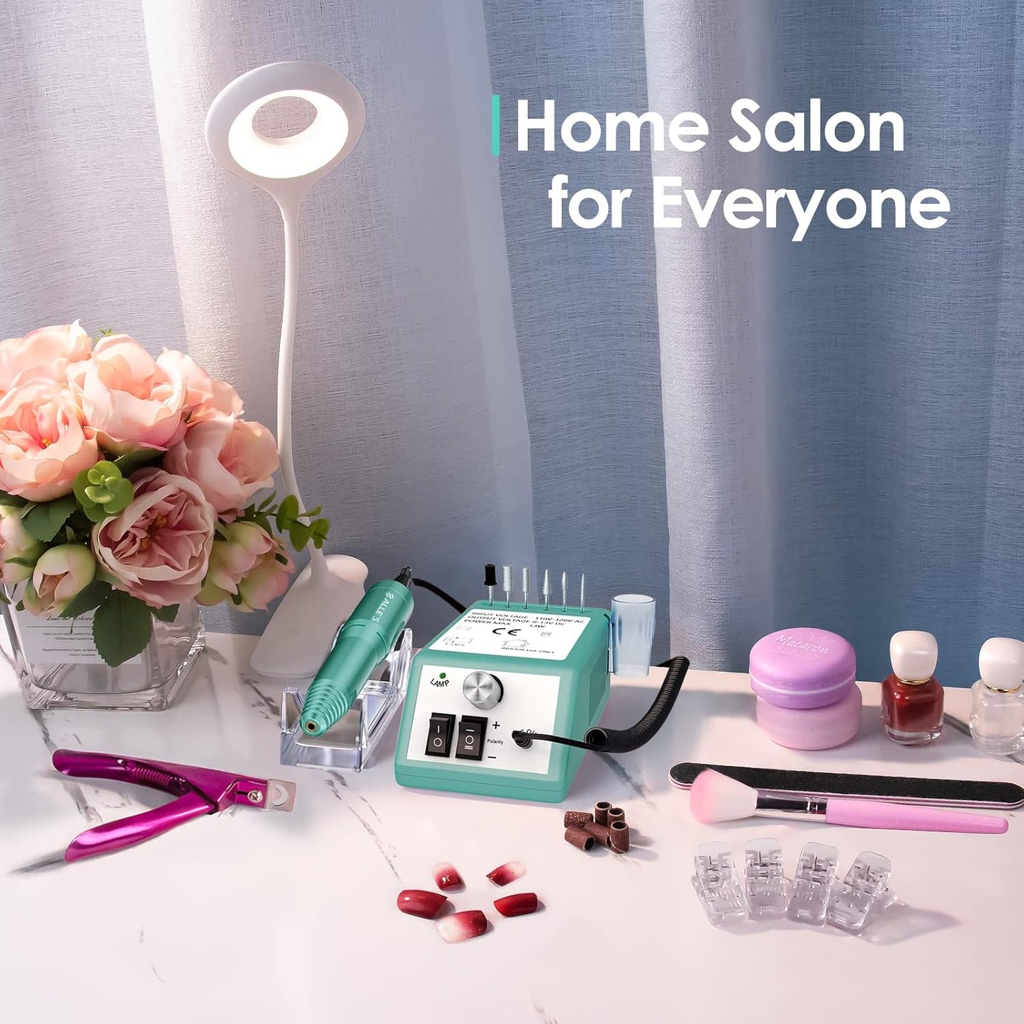 Professional Nail Drill Machine 20000 RPM Efile Electric Nail Filer Kit for Finger Toe Nails, Acrylic Gel Dip Nails, Manicure Pedicure Drill Tools with 6Pcs Nail Bits and 106Pcs Sanding Bands, Green