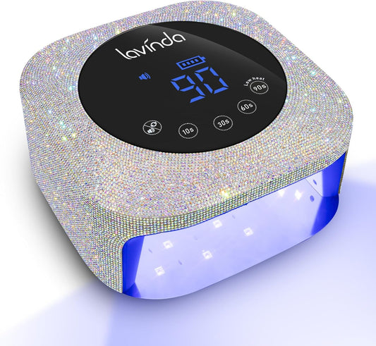 Lavinda UV LED Nail Lamp, 54W Rechargeable Cordless Nail Lamp Nail Dryer Gel Polish UV Nail Light with 4 Timer Setting, Professional Quick Dry Curing Lamp with Display Auto Sensor for Salon & Home