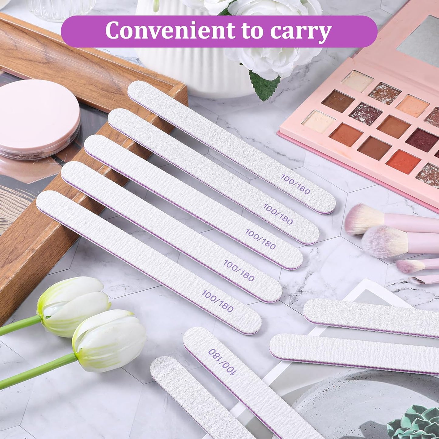 150 Pieces 100/180 Grit Nail Files, Double Sided Emery Boards Professional Washable Reusable Nail Buffers Manicure Tools Emery Board Nails Files for Natural Acrylic Nails, Home and Salon Use