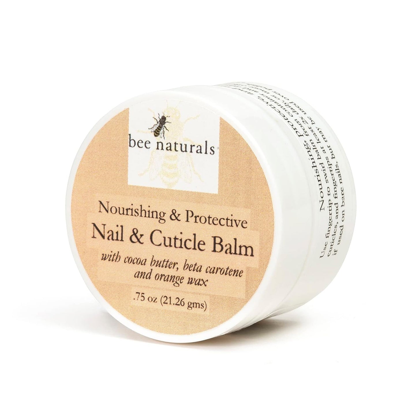 Bee Naturals Nail & Cuticle Balm - Cocoa Butter & Beta Carotene Blend for Strong, Smooth Nails - luscious natural tangerine fragance Shea Butter & Beeswax Cruelty-Free Nail Care