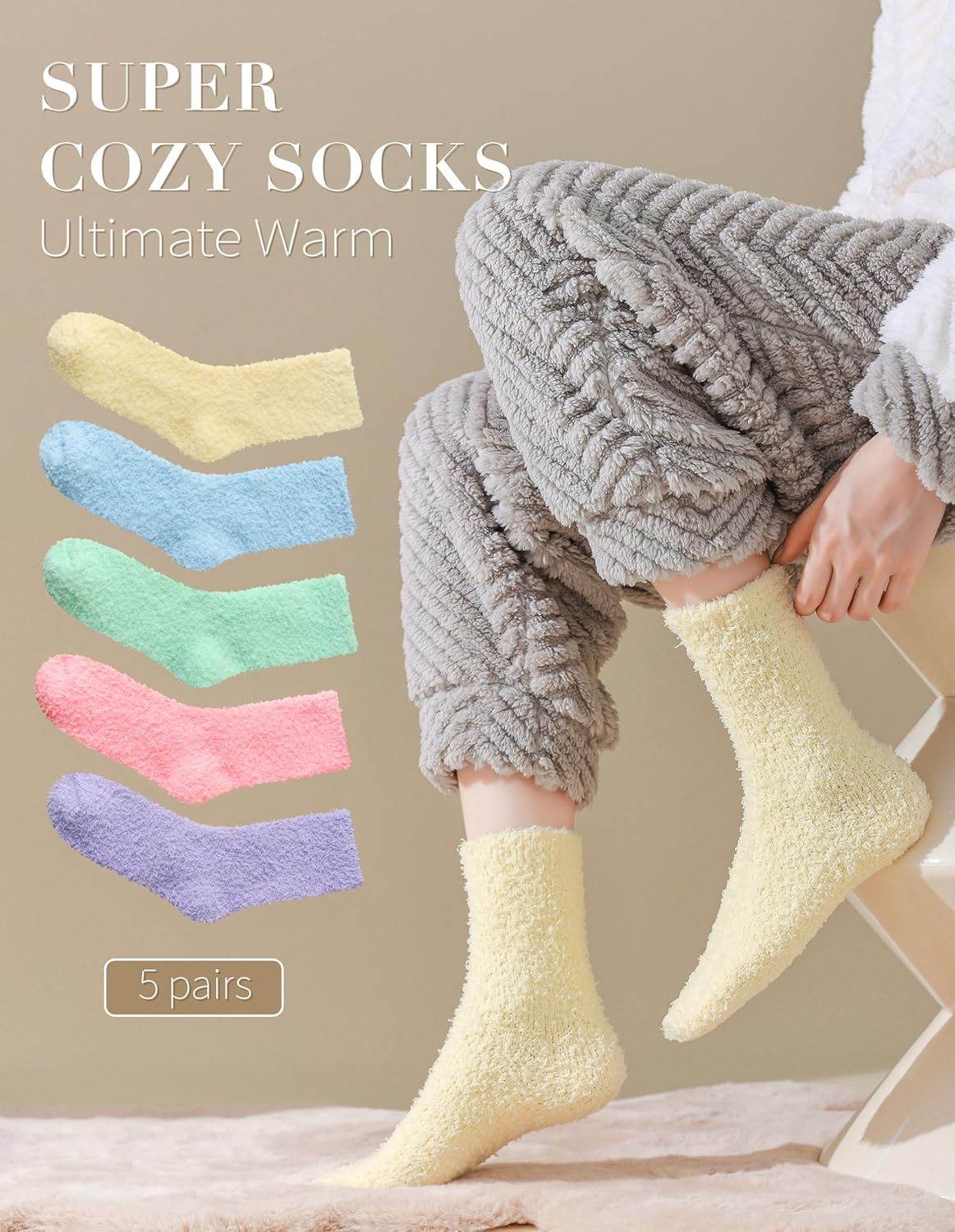TEHOOK Warm & Cozy Gifts for Women, Stocking Stuufers, Fluffy Fuzzy Plush Sleeping Slipper Socks - Soft Warm Fabric