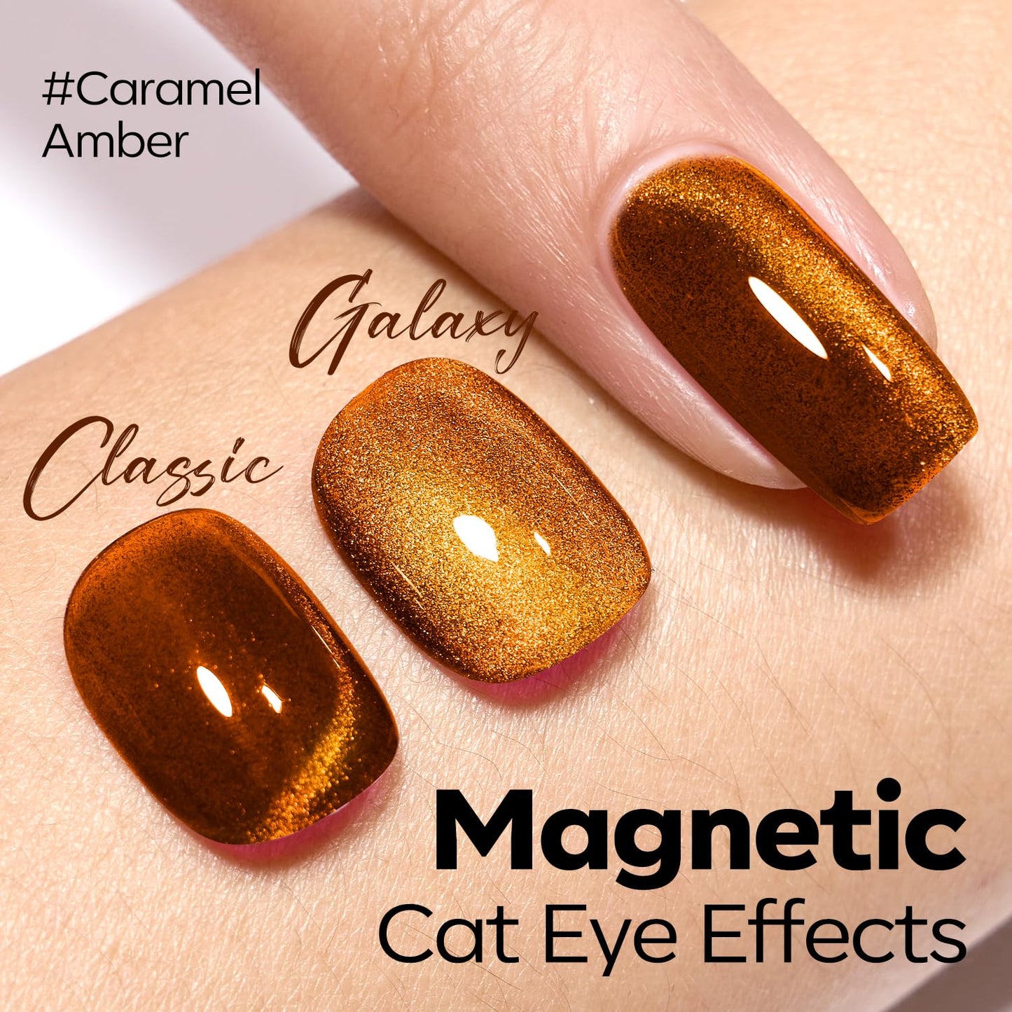 modelones Cat Eye Gel Nail Polish, Glitter Brown Magnetic Nail Polish with Magnet Soak Off U V Winter Gel Polish Shimmer Nail Art Top Coat Manicure Salon DIY