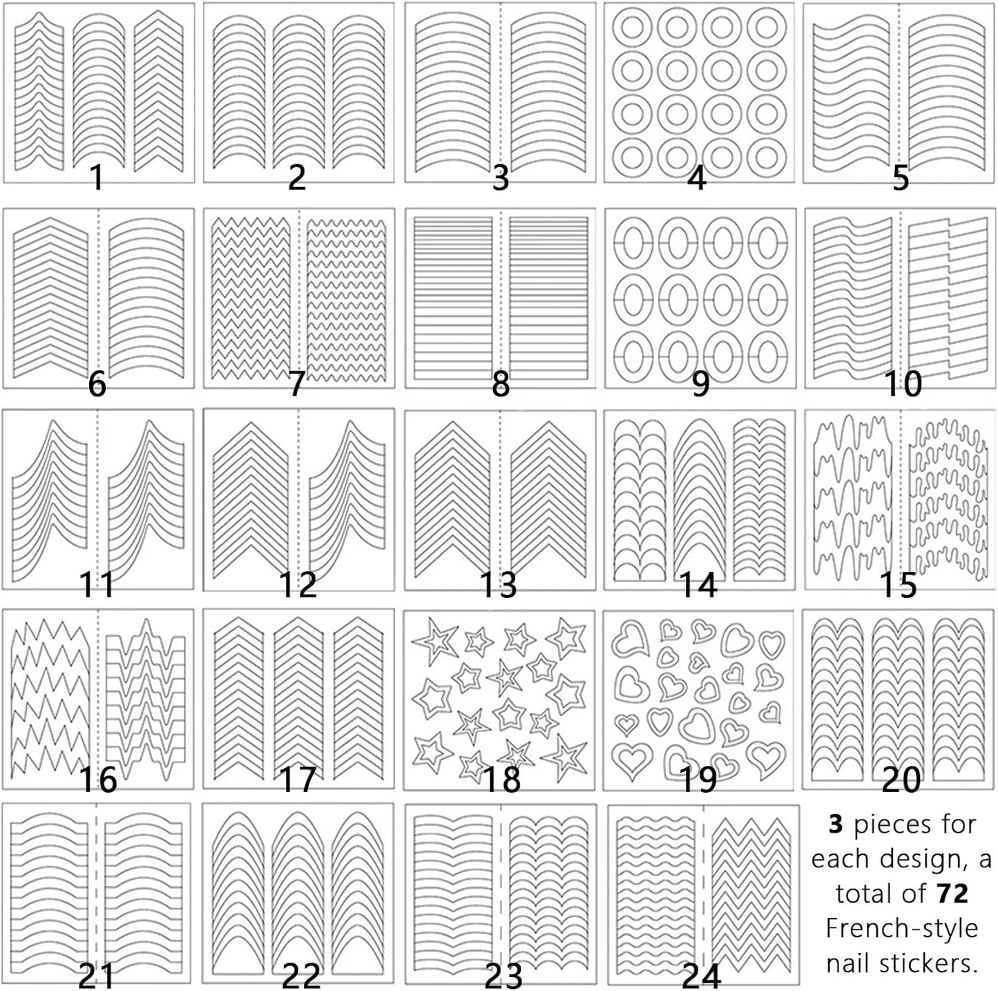 72 Sheets 2136 Pieces French Manicure Nail Art Stickers,32 Designs Self-Adhesive Nail Tips Guides for DIY Decoration Stencil Tools French tip Nail Guides kit (72 Sheets 32 Designs) US290 (72)