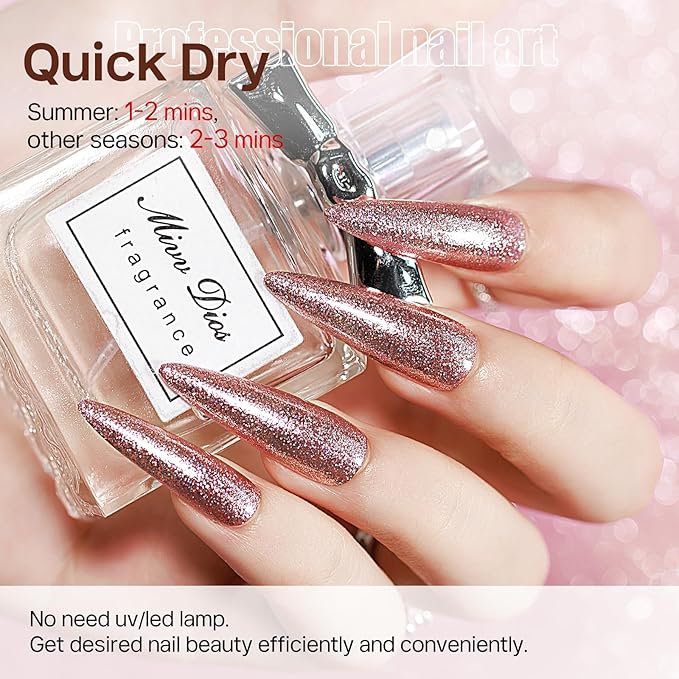 MIZHSE Quick Dry Glitter Brown Nail Polish, Fall Color Nail Polish Air Dry Fast, 15ml High Glossy Sparkly Shiny Shimmer Nail Art Salon Manicure Home