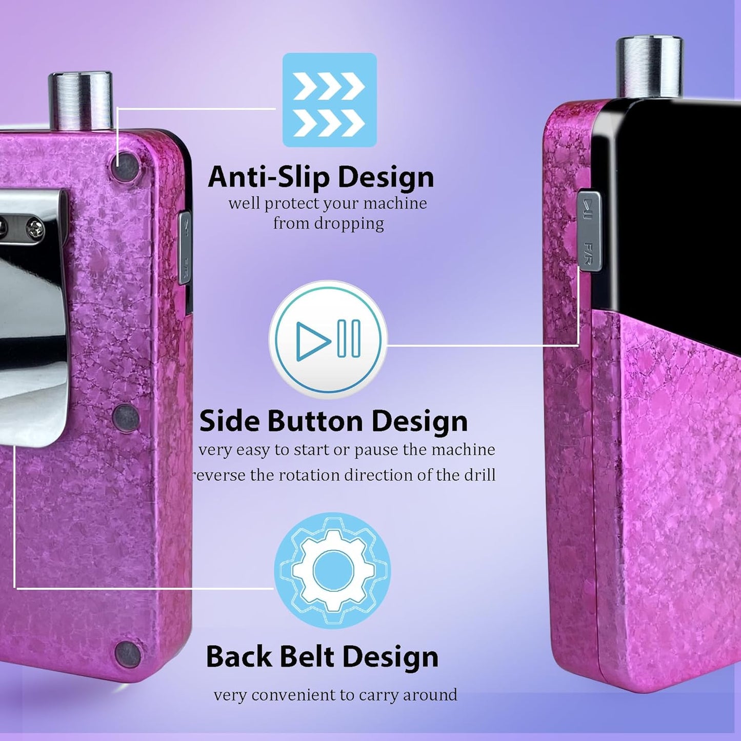 Electric Nail Drill Machine,Lumcrissy Colorful Rechargeable 35000 RPM Nail Drill Portable E-File with Detachable Battery,Portable Electric Acrylic Nail Tools ,Polishing,Nail Removing (Pink)