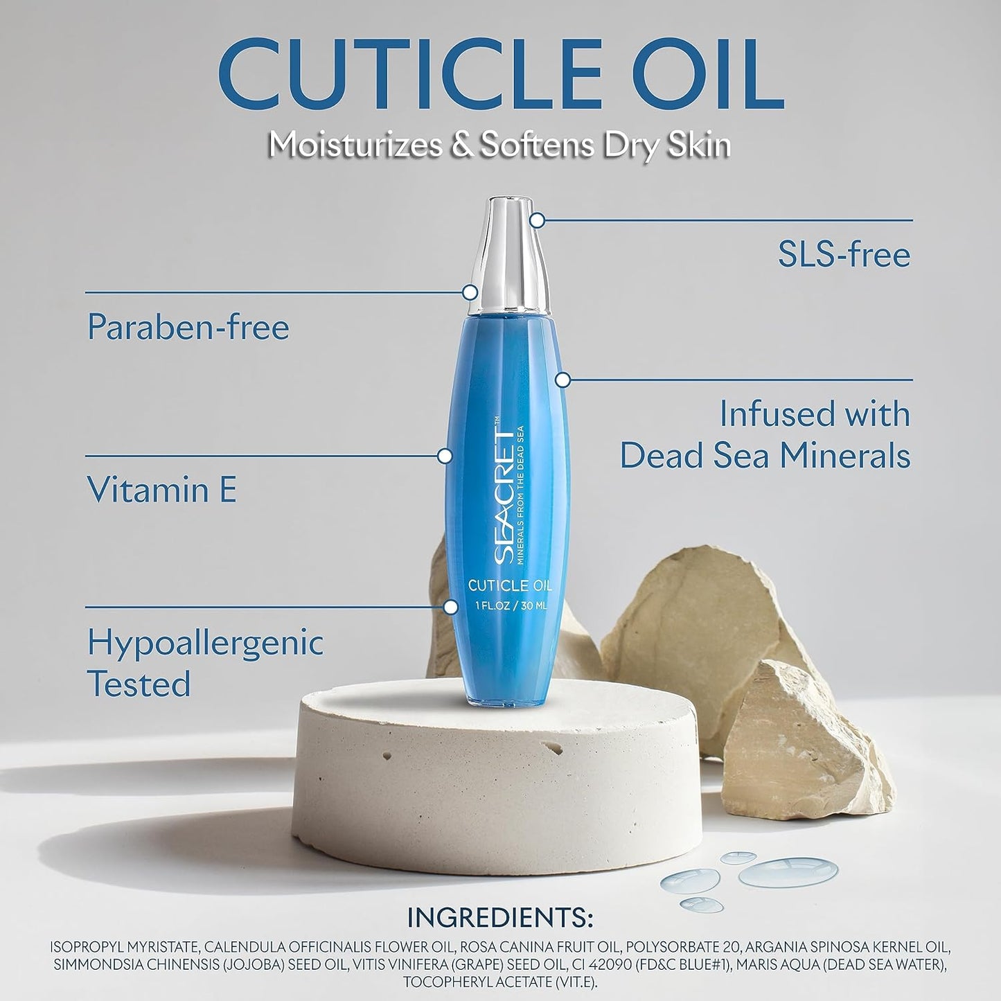 SEACRET Minerals From The Dead Sea Cuticle Oil, 1 Fl Oz (Pack of 2)