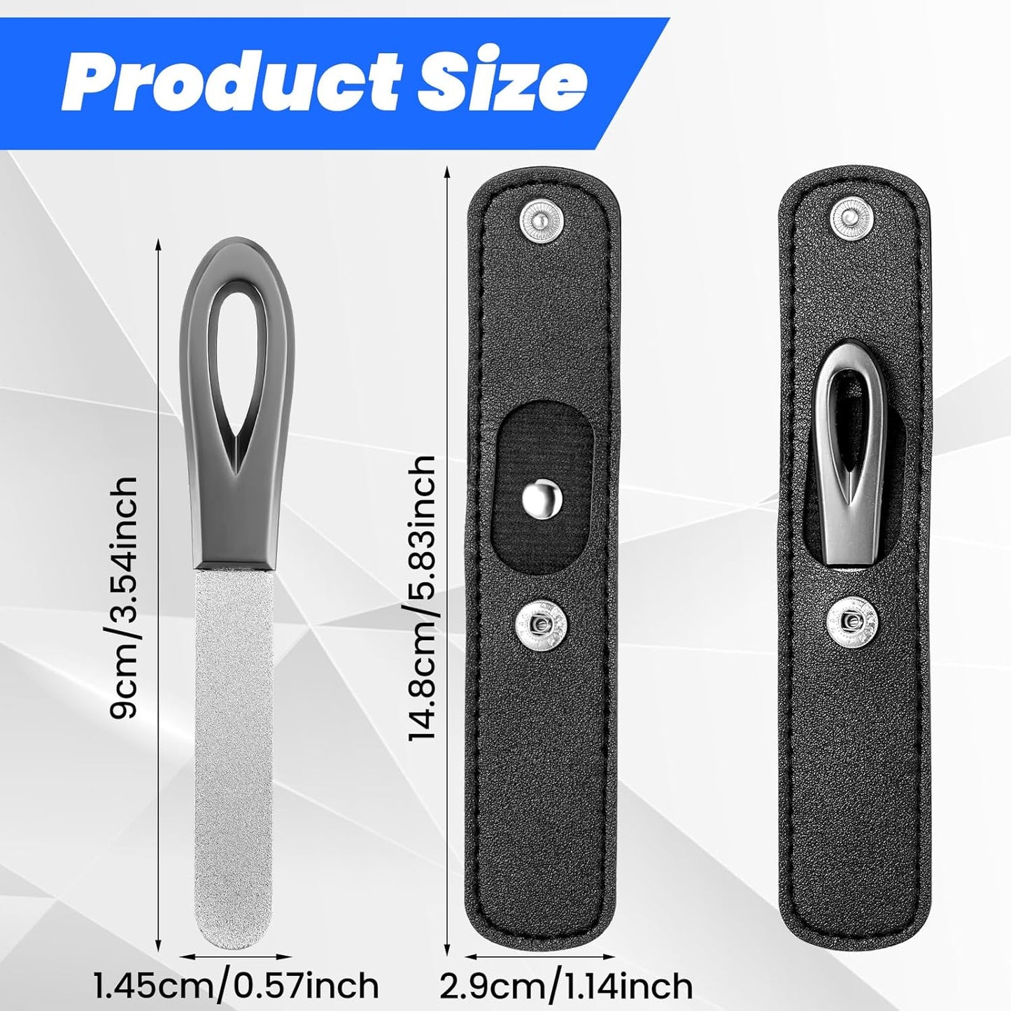4 Pack Nail File Metal, 3.54IN Stainless Steel Fingernail Files Double Sided Grit Nail Filer with Leather Cases and Non Slip Handle