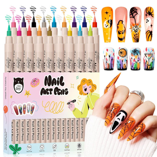 18 Color 3D Nail Art Pens Set, 0.7MM Nail Polish Pens for Nail Art Dotting Pen Drawing Painting Liner Brush for DIY Nail Design, Home & Salon Manicure Tools