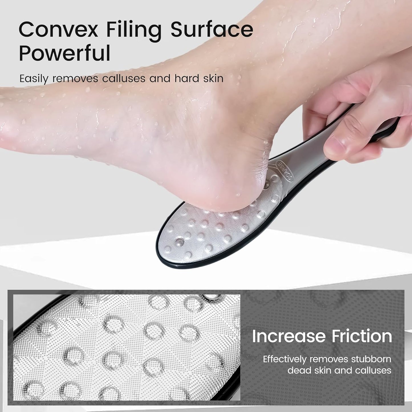 YTD likomey Stainless Steels Foot File,1 Pcs One Piece Molding Coarse Fine Double Sided Super Durable Foot Scrubber,for Wet or Dry Feet Callus Dead Skin Hard Skin Pedicure Remover Tool